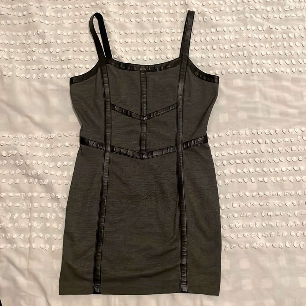 Akira Chicago Black Label gray dress with black vegan leather accents - size M